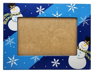 Snowman Snowflakes Picture Frame Holds 5.5 x 3.5 Photo, EUC - Picture 1 of 8