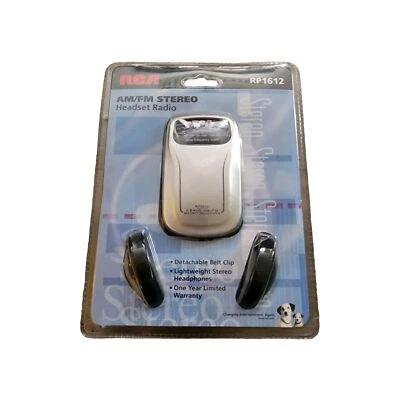 RCA RP1612 AM/FM Stereo Headset Radio Detachable Belt Clip Lightweight Headphone - Image 1 of 2