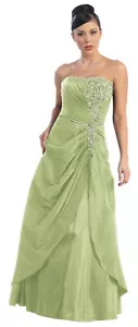 Abi-Ballkleid Abendkleid Damen Kleid Brautjungfernkleid hellgrün Taft Gr.36 NEU - Bild 1 von 8