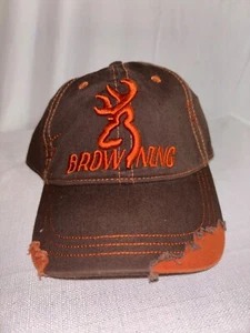 Browning Distressed Hunting Hat NEW Brown Orange Adjustable - Picture 1 of 4