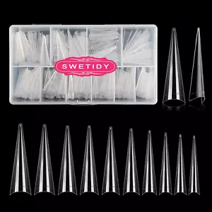 500PCS Stiletto Nail Tips Extra Long Nails Clear Nail Tips Half Cover Nail Tips - Picture 1 of 12