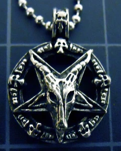 Sigil of Baphomet Necklace Skulls Pendant Stainless Chain New Pentagram Goat - Picture 1 of 9