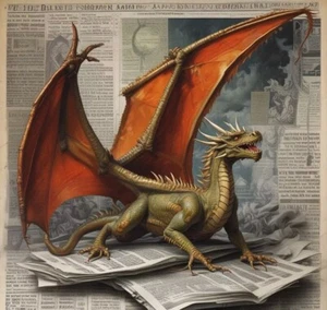 Dragon Newspaper Print Picture Wall Decor Usa - Picture 1 of 1