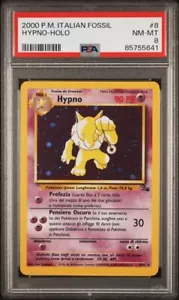 2000 Pokemon Fossil Italian Hypno Holo #8 Graded PSA 8 NM MINT - Picture 1 of 2