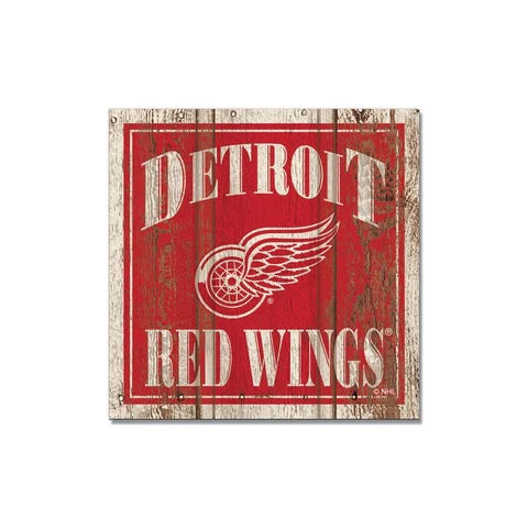 LOT OF TWO (2) DETROIT RED WINGS (3" X 3") DISTRESSED LOOK, WOODEN MAGNETS Cover