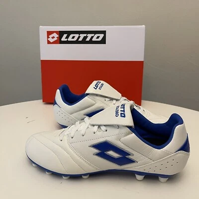 Lotto Stadio 200 III FG - Soccer Football Cleats -White Blue US 11.5 EUR 45 NEW