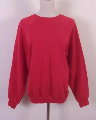 Sudadera vintage años 80 90 Hanes Her Way manga raglán roja lisa en blanco talla L Foto 1 de 3