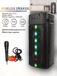 High-Power Dual-Speaker Portable Wireless Speaker w/ Colorful Lights for Outdoor - Picture 1 of 8