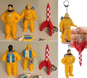 TINTIN Astronautas Llavero Luna-Cohete Haddock Astronautas Nevados *Deber Pagado en EE. UU. - Imagen 1 de 25