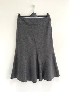 M&S Autograph Midi Skirt Grey Wool Cashmere Blend A-Line Bias Cut UK 12 - Picture 1 of 10