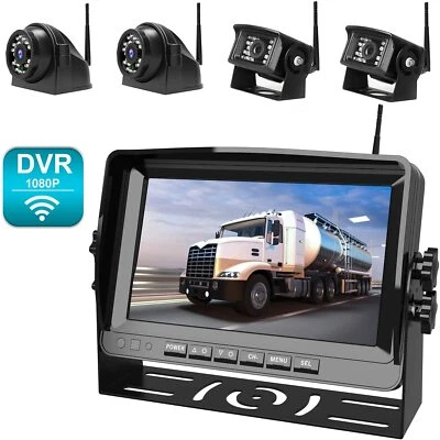 Wireless Backup Camera 1080P 9'' Monitor Quad Split System Rear Nite View DW904 - Image 1 of 4