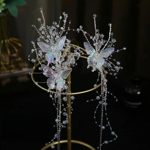 Headpiece Butterfly Crystal Tassel Hair Clip Bridal Wedding Hair Accessories
