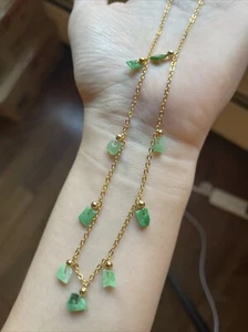 Burma Grade A Jadeite 14k yellow gold plated green jadeite Necklace 阳绿! - Picture 1 of 6