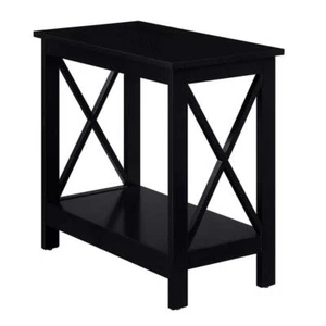 Convenience Concepts End Table 23.75"x12" Rectangle MDF Wood Black w/ Shelf - Picture 1 of 4