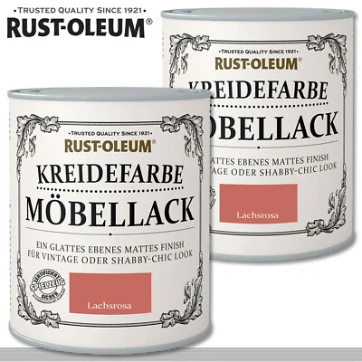 Rust-Oleum 2 x 750 ml Kreidefarbe Möbellack Lachsrosa Shabby Chalky Rustoleum - Bild 1 von 2