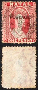 Natal SG77x 1d Bright Red Wmk CC Reversed Opt POSTAGE (locally) Cat 110 pounds - Picture 1 of 1