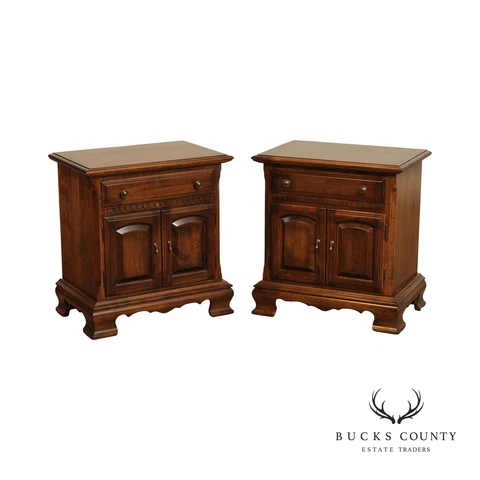 Ethan Allen Vintage Classic Manor Solid Maple Pair Cabinet Nightstands Cover