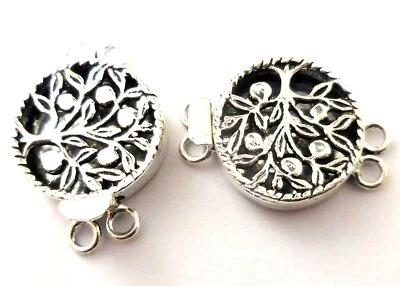 2 Pcs 27X20X5mm Bali Box Clasp 2 Strand Antique Silver Plated Jewelry  cx-126 - Image 1 of 3