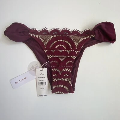 Pilyq бикини плавать низ только маленький Vino кружева вентилятор Teeny собранными в Рюш бордовый красный - Изображение 1 из 2