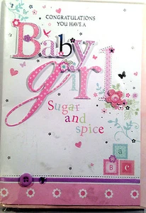 Glückwunschkarte Baby Mädchen ~ 3D Grußkarte ~ Sugar and Spice ~ (287) - Bild 1 von 1