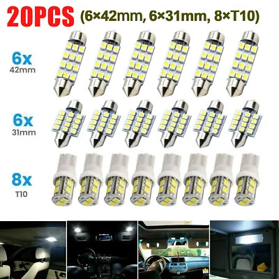 20× 12V LED Interior Lights Bulbs Set License Plate Lamp Car Trunk Dome Decorate - Image 1 of 4