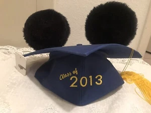 Disney Parks 2013 Graduation Cap Mortarboard Mickey Ears Blue Hat Grad Tassel - Picture 1 of 8