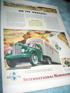 1943 WWII International IH large-mag truck ad -"On the Warpath" Buy More Bonds - Picture 1 of 1