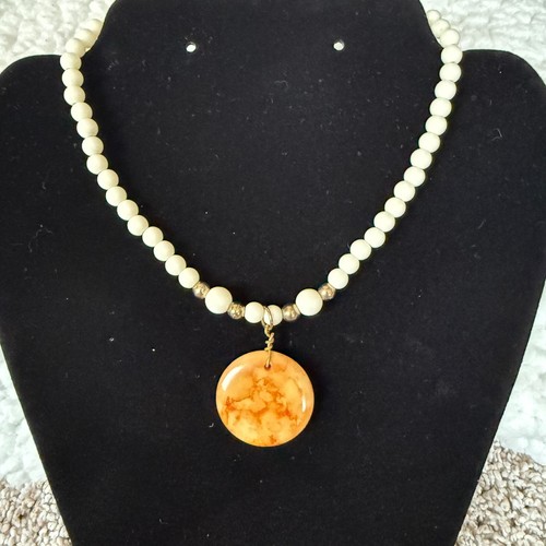 OFF WHITE Collana donna pendente bianco sporco e oro con chiusura artiglio aragosta regolabile