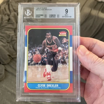 1986 Fleer Clyde Drexler RC BGS 9 Mint #26 Portland Trail Blazers HOF  - Image 1 of 2