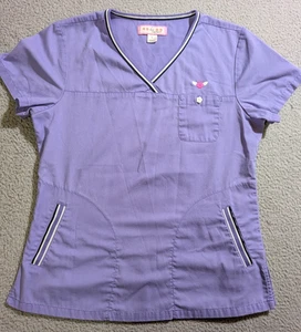 Koi Women`s Light Purple Short Sleeve V Neck Medical Scrub Top / Size Small - Picture 1 of 8