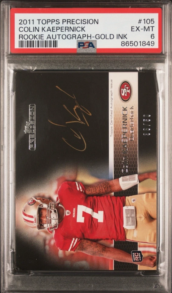 2011 Topps Precision Gold Ink Colin Kaepernick Auto Rookie /50 PSA 6 Pop 1 Rare! - Image 1 of 3