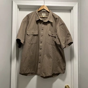 Cabelas Men's Button Down 3XLT Hunting Shirt Stonewash Brown Canvas Short Sleeve - Picture 1 of 13