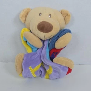 Baby Connection Lovey Security Blanket Bear Soft 14"x14" Alphabet - Picture 1 of 8