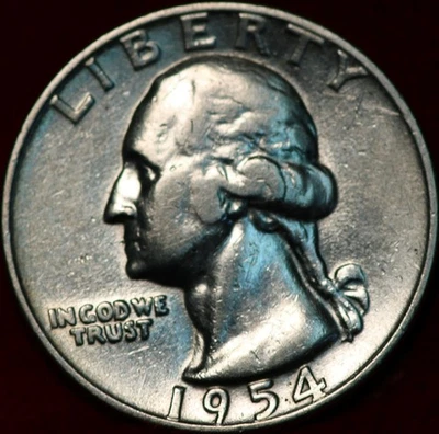 Uncirculated 1954 Philadelphia Mint Silver Washington Quarter - Image 1 of 2