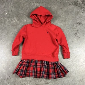 Polo Ralph Lauren Hoodie Girls 5 Red Built In Skirt Pullover Pockets - Picture 1 of 18