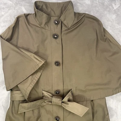 Gabardina BETSEY JOHNSON Capa Mujer’s Poncho Grande Cuello Simulado Forrado Chaqueta Tostada Foto 1 de 4