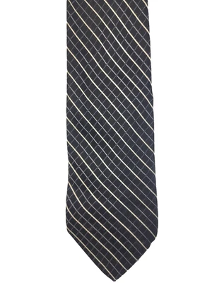 Nicole Miller Men's Necktie Black with Gray and White Checkered Pattern Silk Foto 1 de 4