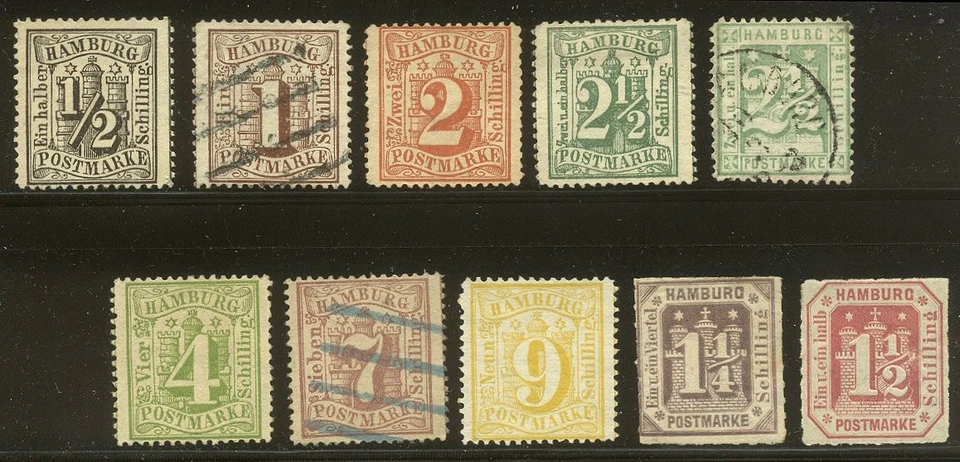 HAMBURG #13 : 25 Mint - Used - 1864-66 Numerals ($238) - Image 1 of 1