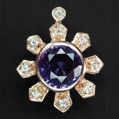 Colgantes de oro rosa de plata de ley 925 de 3,80 quilates de alejandrita con cambio de color precioso Foto 1 de 4