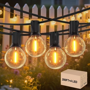 Outdoor String Lights 200FT,G40 100+4 Bulbs String Lights for Outside - 2700K... - Picture 1 of 7