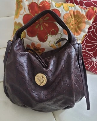 GUCCI~RARA~GUCCISSIMA~ BOLSA DE MÃO DE COURO MARROM - Imagem 1 de 4