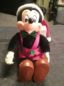 Vintage APPLAUSE Mickey Mouse Rubber Faced Stuffed Doll SANTA HAT Christmas - Picture 1 of 11