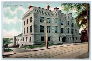 c1910 Entrance View Armory Building Medford Massachusetts MA Postcard - Picture 1 of 2