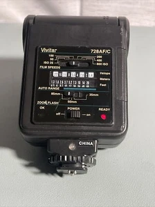 VIVITAR 728af Shoe mount flash for Canon - CLEAN - TESTED - WORKS - Picture 1 of 16