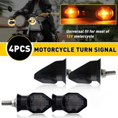 4x Smoked LED Motorcycle Mini Turn Signal Amber Indicator Light For Honda - Image 1 of 4