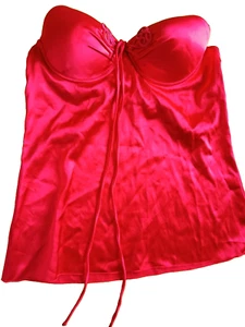 Camisa de cuello trasero satén acolchada uniformemente Sielei 34B roja con cable - Imagen 1 de 3