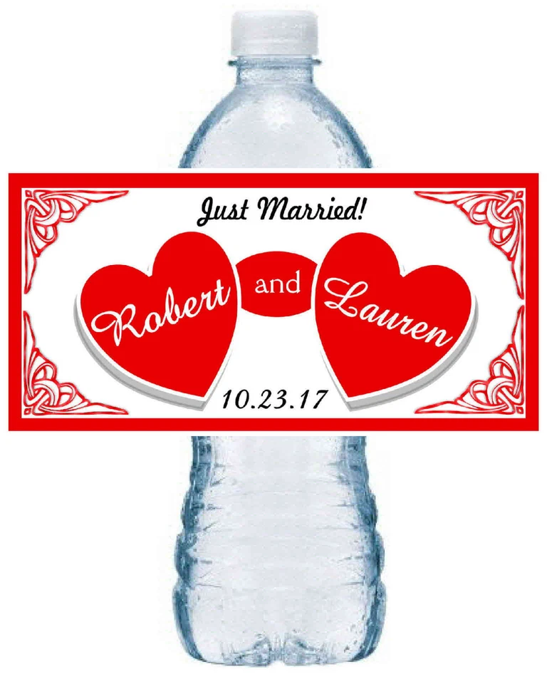 HEARTS WEDDING FAVORS 水瓶标签防水 ~ 光面 ~ 任何颜色 — 第 1/1 张图片