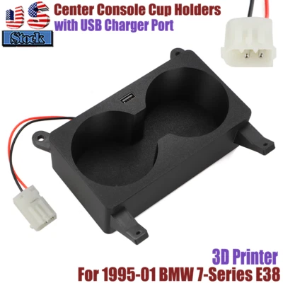 For BMW E38 7-Series Cup Holders w/ USB Charger Port 1995-01 740i 740iL 750iL US - Изображение 1 из 4