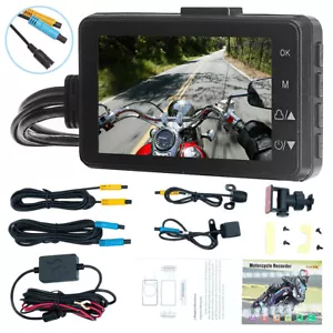 Motorcycle Dash Cam Front + Rear Camera Display Motorbike DVR System Support 32G - Picture 1 of 21