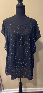 Agbes Orinda Black with White Polka Dots Blouse Size 2X - Picture 1 of 6